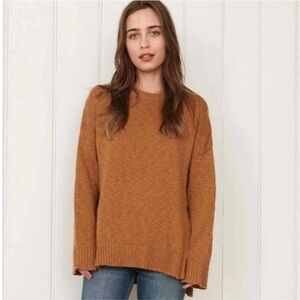 Jenni Kayne Cotton Linen Boyfriend Fisherman Amber Brown Sweater – XS